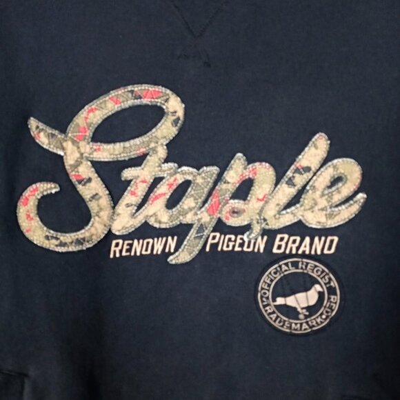 Staple Pigeon Mens Hoodie Sweatshirt Black Cotton Blend Embroidered Size Large - Picture 4 of 12